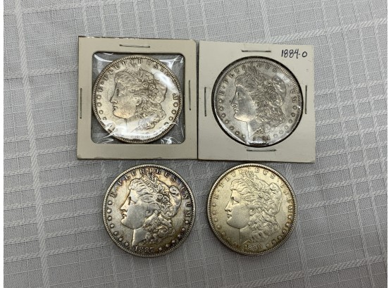 4 Morgan Dollars 1878-s, 84-o, 87-o,90