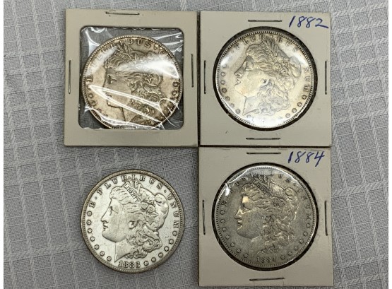 4 Morgan Dollars 1878-s, 82, 83, 84