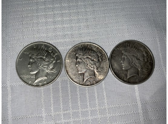 3 Peace Dollars 2-1923, 24