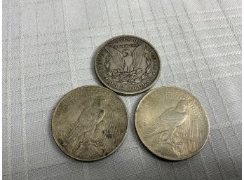 3 Morgan Or Peace Dollars 1879, 1922, 1924