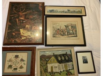 Grouping Of 6 Prints/framed Puzzle