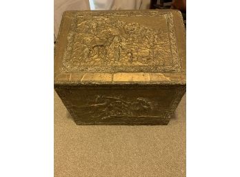 Ornate Brass Wood Box Highly Decorated