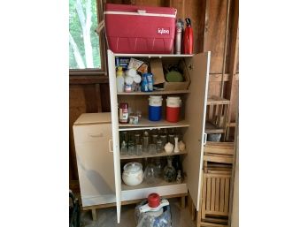 Contents Of Garage Cabinet Including Cooliers