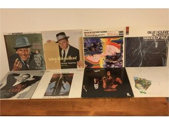 8 Assorted Records Of Frank Sinatra, Billie Holliday, Joni Michell, And Others