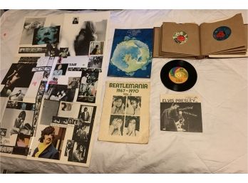 Collection Of Beatles And Elvis Memorabilia And 45 Record