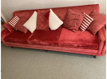 Red Velvet Mid Century Modern Retro Style Sofa