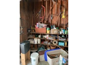 Garage Lot Of Tools, Planters, And Other Items