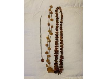 Amber Necklaces Including One With A Sterling Silver Chain