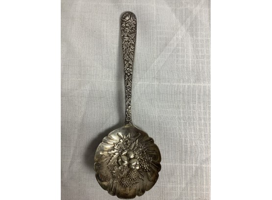 S. Kirk And Son Sterling Silver Repousse Serving Spoon With Great Floral Detail 3.5 Ozt