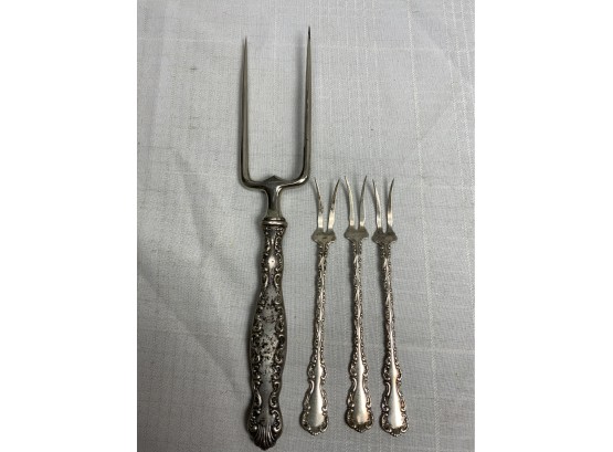 4 Piece Whiting Mfg. Sterling Silver Forks Pattern Louis XV 1891 1.5ozt
