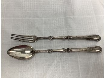Pair Of French Antique Silver Fork And Spoon 5.0 Ozt