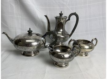 4 Piece Sterling Silver Tea Service By Roden 49.5 Ozt