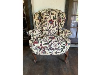 Wing Back Arm Chair With Crewel Work