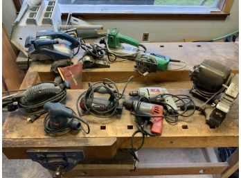 10 Power Tools Including Sanders, Drills, Sharpener And Saws