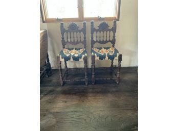 Pair Of Mahogany Carved English Side Chairs