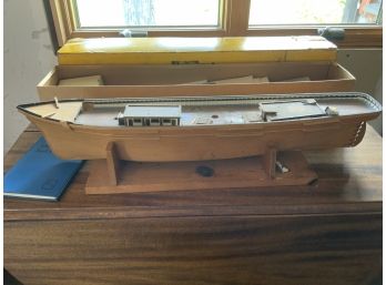 Wooden Model Boat With Original Box And Parts