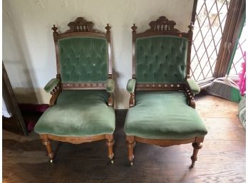 Victorian Eastlake Upholstered Arm Chairs