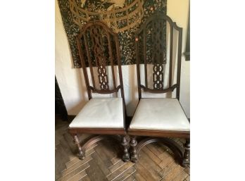Pair Of Mahogany Tall Back English Style Side Chairs