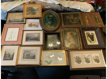16 Pieces Of Assorted Art Including Etchings, Prints, Textures, Etc.