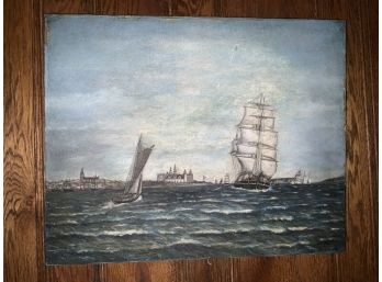 Signed T. Lee? Oil On Canvas Boat Painting