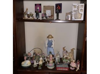 Mostly Jim Shore Collectibles- Easter, Amish, Christmas, Signed Fenton Covered Easter Basket