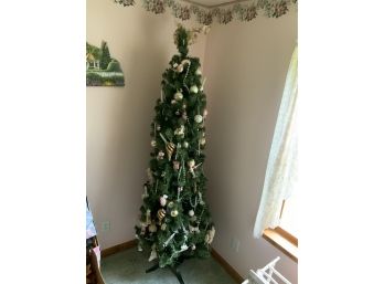 7 Foot Artificial Tree With Victorian Style Contemporary Ornaments
