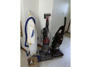 Vacuums Including Dyson DC27, Dirt Devil And Oreck Steamer With Chemicals
