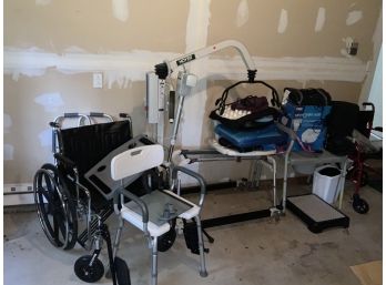 Medical Device Lot Including A Hoyer Lift, Wheel Chair, Toilet Seats, Etc.