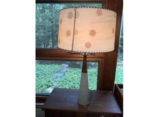 Marble And Teak Mid Century Table Lamp With Original Shade