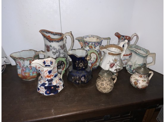 10 Ironstone And Oriental Pitchers And Creamers