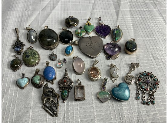 Sterling Charms Most With Stones Including Turquoise 462.5 Grams