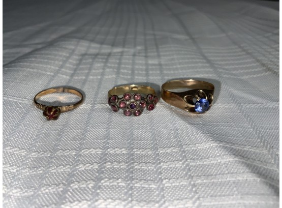 3- 14k Vintage Gemstone Rings 7.2g