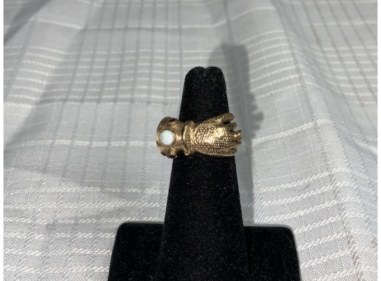 Antique 9k Hand Ring With Gemstones 5.0g