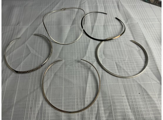 5 Sterling Choker Necklaces All Marked  95.7 Grams