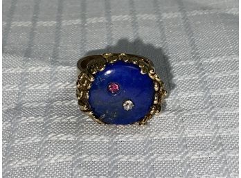 14k Blue Lapis Ring With Gem Stones 11.4g