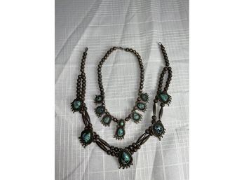 Native American Sterling Silver And Turquoise Necklaces 172.4