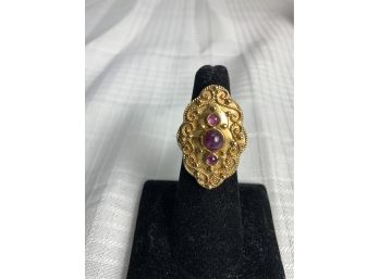 18k Garnet Ornate Ring 10.1g