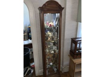 Curio Cabinet With Contents Including Carved Wooden Animals, Royal Copenhagen, Hummel's And More