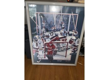 Golden Upset Hockey Poster In Frame Signed Limited Edition 2132/3000