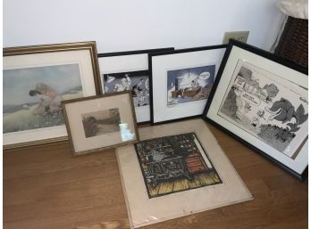 6 Signed Prints Including A Wallace Nutting In Assorted Sizes