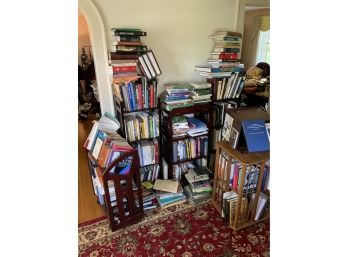 Large Book Lot Including 5 Book Cases Or Shelves