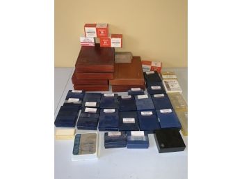 Assorted Microscopes Slides And Cases