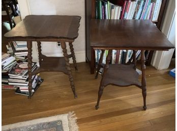 2 Oak Antique Lamp Tables 1 Has Claw Feet