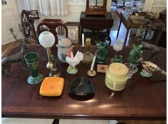 Assorted Decorative Items Including Porcelain, Brass, Metal And More