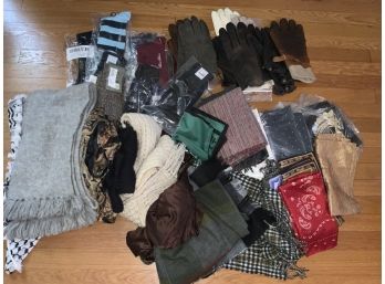 Collection Of Gloves, Scarves, All New Socks And Handkerchiefs