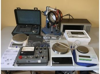 Large Assorted Scientific Equipment Lot Including 3 Mettler Scales, Heath Weather Computer And More