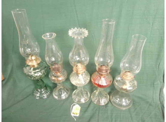 Grouping Of 5 Vintage And Antique Oil Lamps