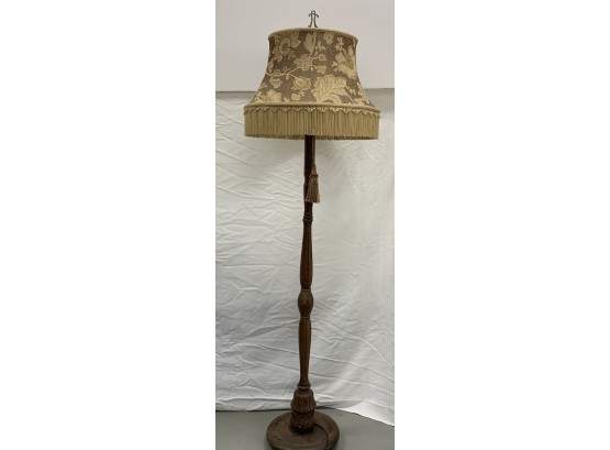 Antique Oak Floor Lamp With A Nice Shade