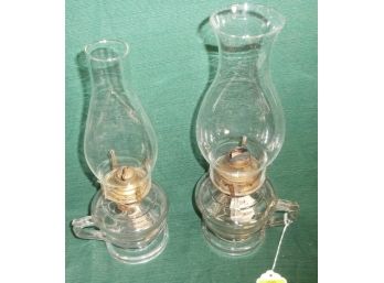2 Glass Oil Lamps With Finger Holes
