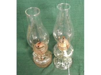 2 Clear Glass Oil Lamps With Finger Holes